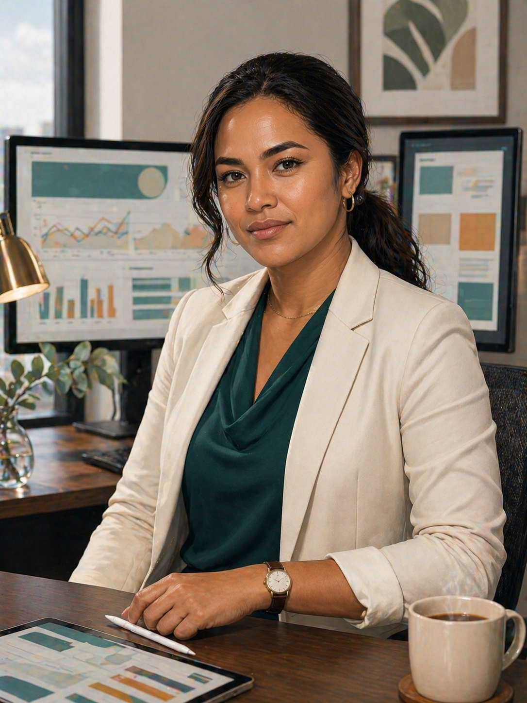 Portrait of Aria, a confident senior data analyst